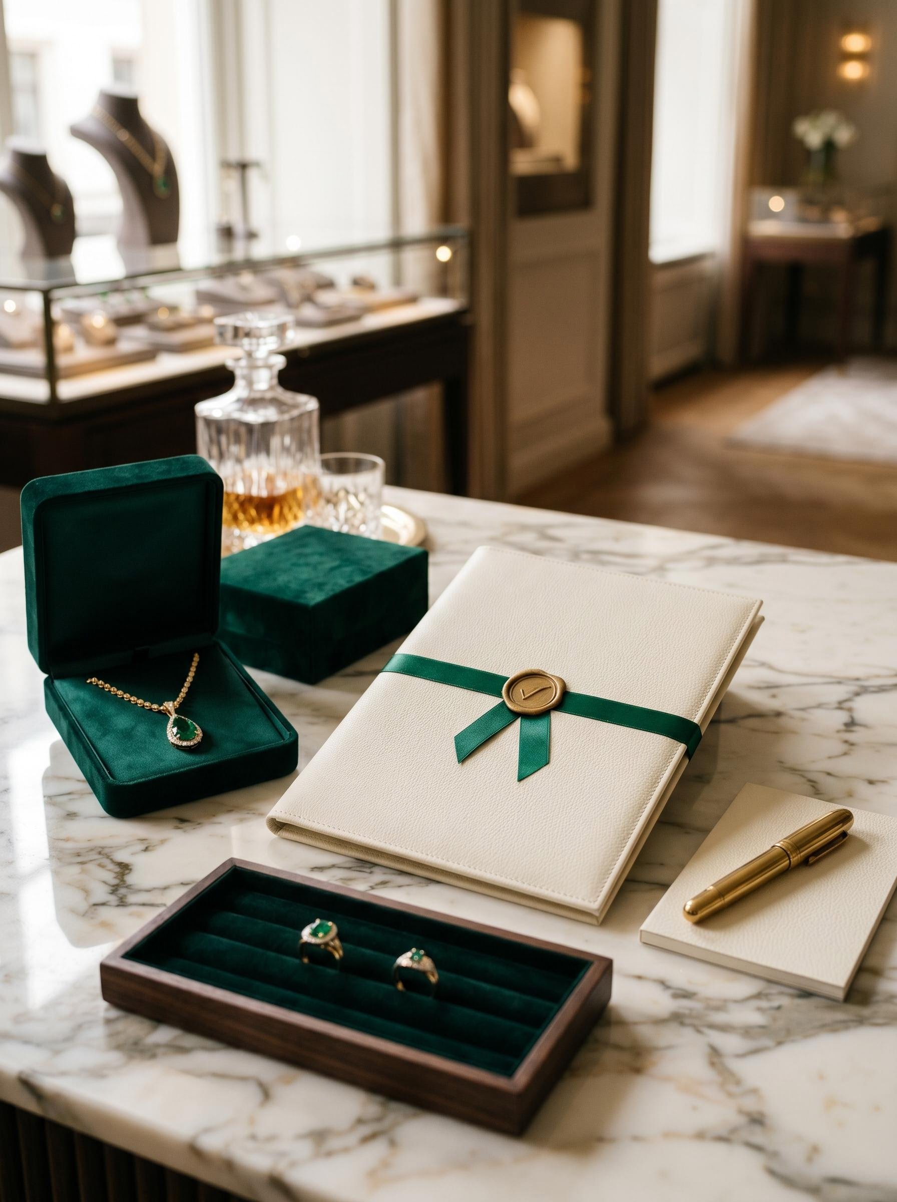Prepared jewellery order presentation and packaging materials